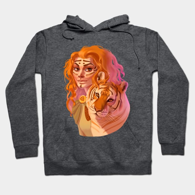 Celtic woman with tiger Hoodie by Yana Graffox